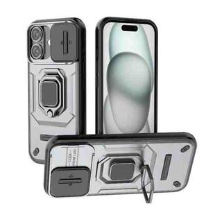 For iPhone 17 Sliding Camshield TPU + PC Shockproof Phone Case with Holder(Grey)