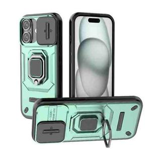 For iPhone 17 Sliding Camshield TPU + PC Shockproof Phone Case with Holder(Green)