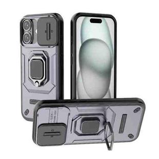 For iPhone 17 Sliding Camshield TPU + PC Shockproof Phone Case with Holder(Purple)