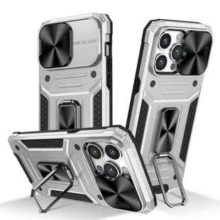 For iPhone 14 Pro Max Camshield Robot TPU Hybrid PC Phone Case(Silver)