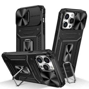 For iPhone 13 Pro Camshield Robot TPU Hybrid PC Phone Case(Black)