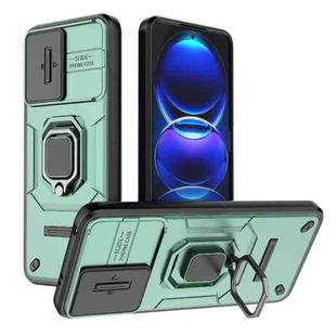 For Xiaomi Redmi Note 12 5G Global Sliding Camshield TPU + PC Shockproof Phone Case with Holder(Green)