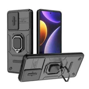 For Xiaomi Redmi Note 12 Turbo 5G Sliding Camshield TPU + PC Shockproof Phone Case with Holder(Black)