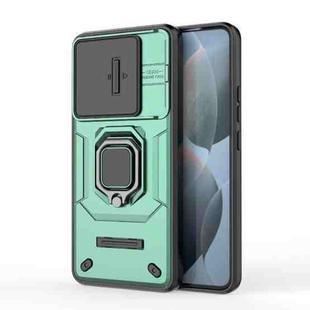 For Xiaomi Redmi K70 5G Sliding Camshield TPU + PC Shockproof Phone Case with Holder(Green)