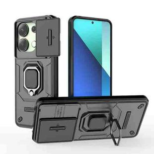 For Xiaomi Redmi Note 13 4G Global Sliding Camshield TPU + PC Shockproof Phone Case with Holder(Black)