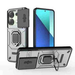 For Xiaomi Redmi Note 13 4G Global Sliding Camshield TPU + PC Shockproof Phone Case with Holder(Grey)