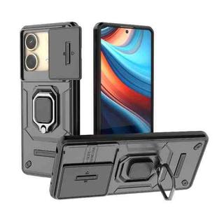 For Xiaomi Redmi Note 13R Pro 5G Sliding Camshield TPU + PC Shockproof Phone Case with Holder(Black)