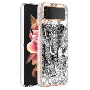 For Samsung Galaxy Z Flip4 Electroplating Marble Dual-side IMD Phone Case(Totem Elephant)