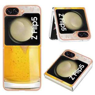 For Samsung Galaxy Z Flip5 Electroplating Marble Dual-side IMD Phone Case(Draft Beer)