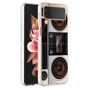 For Samsung Galaxy Z Flip3 5G Electroplating Marble Dual-side IMD Phone Case(Retro Radio)