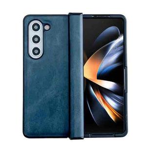 For Samsung Galaxy Z Fold5 Crazy Horse Texture Three-stage Leather Phone Case(Blue)