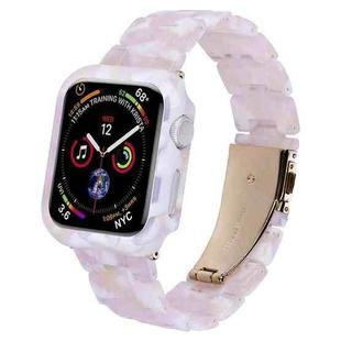 For Apple Watch Series 6/5/4/SE 44mm Printed Resin PC Watch Band Case Kit(Tortoiseshell)