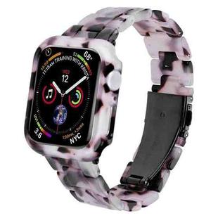 For Apple Watch Series 6/5/4/SE 44mm Printed Resin PC Watch Band Case Kit(Black Flower)