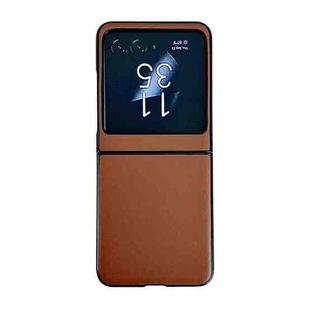 For Motorola Razr 40 Ultra Solid Color Leather Texture Phone Case(Brown)