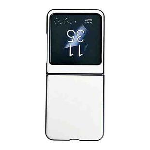 For Motorola Razr 50 Solid Color Leather Texture Phone Case(White)