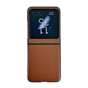 For Motorola Razr 50 Solid Color Leather Texture Phone Case(Brown)