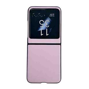 For Motorola Razr 50 Solid Color Leather Texture Phone Case(Pink)