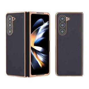 For Samsung Galaxy Z Fold5 Nano Electroplating Haze Texture PU Phone Case(Black)