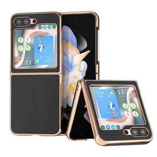 For Samsung Galaxy Z Flip5 Nano Electroplating Haze Texture PU Phone Case(Black)