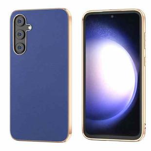 For Samsung Galaxy S23 FE 5G Nano Electroplating Haze Texture PU Phone Case(Dark Blue)