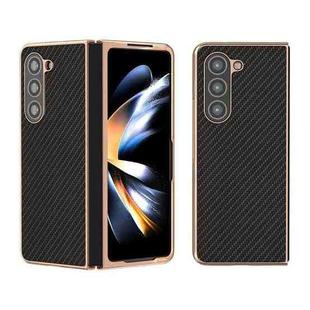 For Samsung Galaxy Z Fold5 Nano Electroplating Carbon Fiber Texture Phone Case(Black)