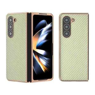 For Samsung Galaxy Z Fold5 Nano Electroplating Carbon Fiber Texture Phone Case(Green)