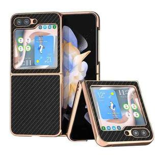 For Samsung Galaxy Z Flip5 Nano Electroplating Carbon Fiber Texture Phone Case(Black)