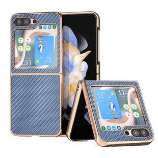 For Samsung Galaxy Z Flip5 Nano Electroplating Carbon Fiber Texture Phone Case(Sky Blue)