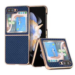 For Samsung Galaxy Z Flip5 Nano Electroplating Carbon Fiber Texture Phone Case(Navy Blue)