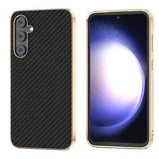 For Samsung Galaxy S23 FE 5G Nano Electroplating Carbon Fiber Texture Phone Case(Black)