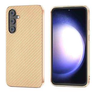 For Samsung Galaxy S23 FE 5G Nano Electroplating Carbon Fiber Texture Phone Case(Gold)