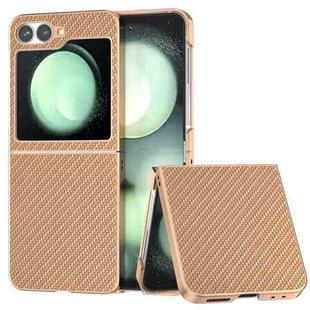 For Samsung Galaxy Z Flip6 Nano Electroplating Carbon Fiber Texture Phone Case(Gold)