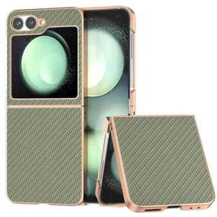 For Samsung Galaxy Z Flip6 Nano Electroplating Carbon Fiber Texture Phone Case(Green)