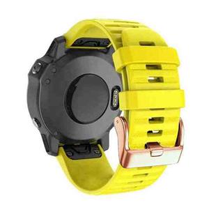 For Garmin Fenix 7S / 6S Pro / 5S Plus 20mm Rose Gold Buckle Quick Release Silicone Watch Band(Yellow)