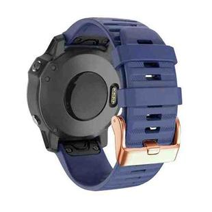 For Garmin Fenix 7S / 6S Pro / 5S Plus 20mm Rose Gold Buckle Quick Release Silicone Watch Band(Midnight Blue)