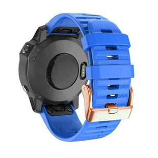 For Garmin Fenix 7S / 6S Pro / 5S Plus 20mm Rose Gold Buckle Quick Release Silicone Watch Band(Dark Blue)