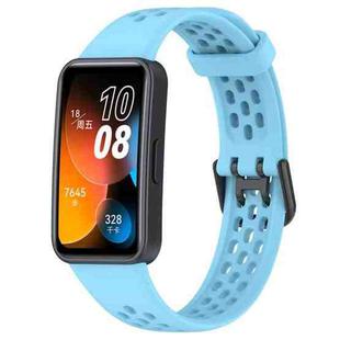 For Huawei Band 8 Solid Color Breathable Silicone Watch Band(Light Blue)