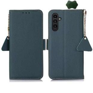 For Samsung Galaxy M34 5G Side-Magnetic TJ Genuine Leather RFID Phone Case(Green)