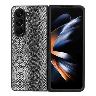 For Samsung Galaxy Z Fold5 Integrated Glass Film + Leather Flip Phone Case(Python Pattern)