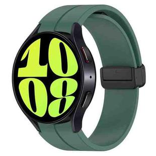 For Samsung Galaxy Watch 6 / 6 Classic Magnetic Folding Black Buckle Silicone Watch Band, Size:Small Size(Dark Green)
