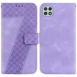 For Samsung Galaxy A22 5G 7-shaped Embossed Leather Phone Case(Purple)