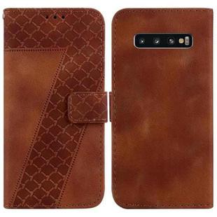 For Samsung Galaxy S10 Seven-shaped Embossed Leather Phone Case(Brown)