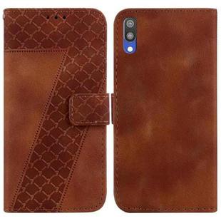 For Samsung Galaxy A10/M10 7-shaped Embossed Leather Phone Case(Brown)