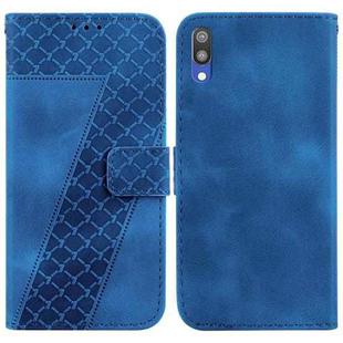 For Samsung Galaxy A10/M10 7-shaped Embossed Leather Phone Case(Blue)