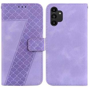 For Samsung Galaxy A13 4G 7-shaped Embossed Leather Phone Case(Purple)