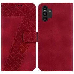For Samsung Galaxy A13 4G 7-shaped Embossed Leather Phone Case(Red)