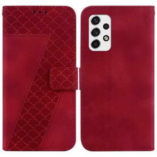 For Samsung Galaxy A33 5G 7-shaped Embossed Leather Phone Case(Red)