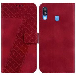 For Samsung Galaxy A40 Seven-shaped Embossed Leather Phone Case(Red)
