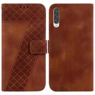 For Samsung Galaxy A50/A30s/A50s 7-shaped Embossed Leather Phone Case(Brown)