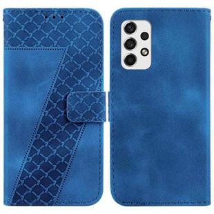 For Samsung Galaxy A73 5G 7-shaped Embossed Leather Phone Case(Blue)